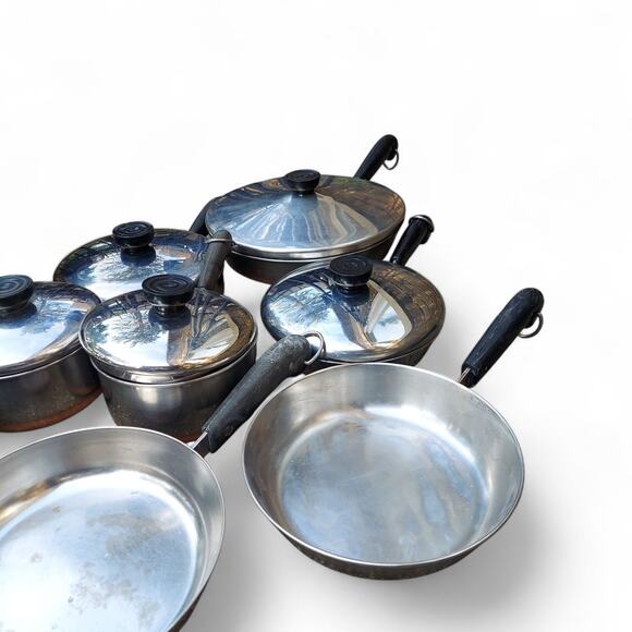 Revere Ware Copper Bottom Cookware Set Lot of 15 Vintage All American Made - Picture 5 of 13